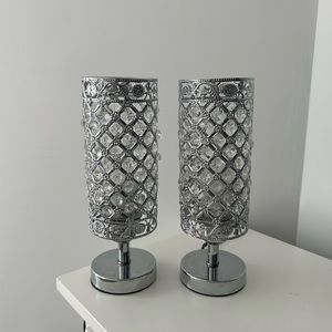 Crystal side table lamps with LED light bulbs
